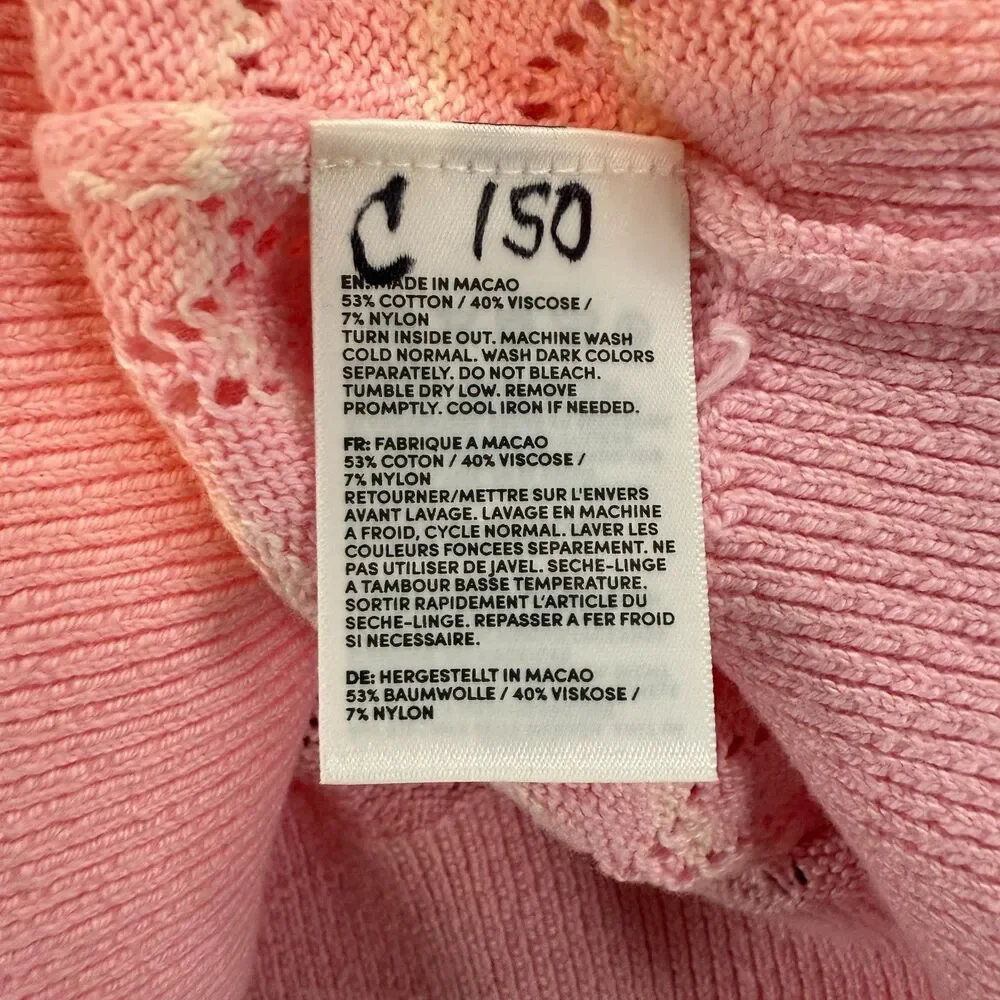 Lands End Sweater Womens S Pink Crew Neck Open Knit Soft Girl Casual Preppy Boho